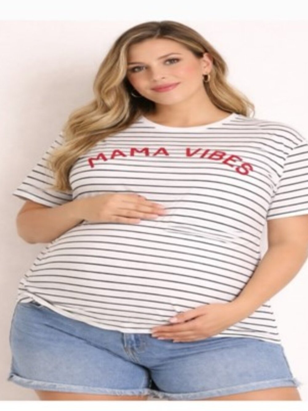 Isabel Ingrid/Isabel Stripes Pull Over Maternity MAMA VIBES Graphic Tee Size XL
